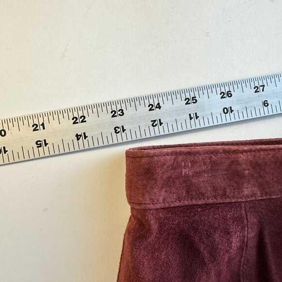 Vtg Womens Suede Mini Skirt Small Wine Red High Waisted 26 inch Rock Star - Picture 5 of 6